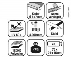 TECH-LINE Canopy  Solsejl 285 x 240 cm og i flere højder.