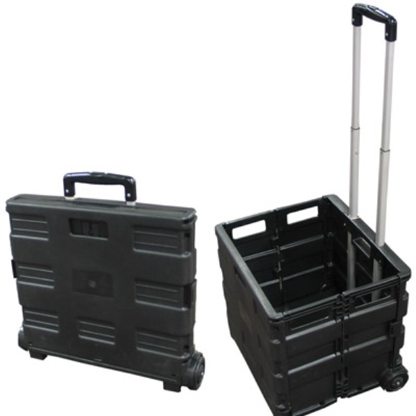 Foldbar Trolley med sort plastkurv NordiskCampingudstyr.dk