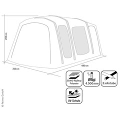 MOVELITE 3 VARIO Low, Fritstående Fortelt B:310 x D:480 cm x H:180-240 cm