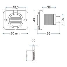 ProPlus Dobbelt Indbygnings-USB-forsyning 12/24 volt